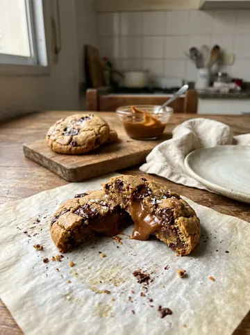 Cookie de dulce de leche y sal hecha en casa